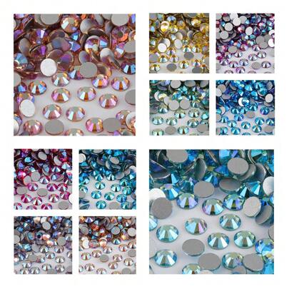 288/1440 件 SS16 SS20 SS30 多色 AB 玻璃美甲水钻水晶闪光钻石非热熔平底 3D 装饰工艺配件工匠 DIY 爱好者 - 装饰时尚适合玻璃制成的美甲 - 适合装饰定制个性化