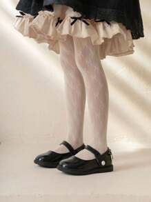 1 Pair Of Bowknot Mesh Stockings For Kids