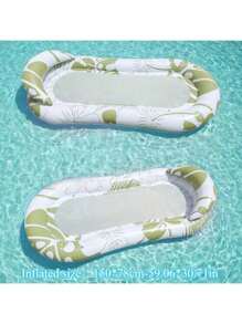 A Large Inflatable Floating Bed Suitable For Adults To Lie Down, Relax, Enjoy Sunbathing, And Rest. The Inflatable Swimming Floating Bed Hammock With Soft Mesh Center, Water Lounge, Swimming Pool Float Are Perfect For Summer Outdoor Beach Games, Swimming Pool Parties, And Reusable Color Blocked Headrests. Thickened, With Multiple Colors To Choose From, Beach Essentials, Beach Accessories - Multicolor - View 8