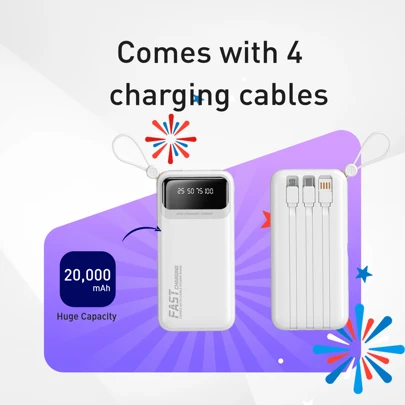 Dotato di una power bank a quattro fili da 20000/10000mAh per l'alimentazione portatile per uso all'aperto, compatibile con Samsung, iPhone, iPad, ecc.