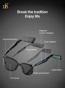 D8 handgefertigte Diamant-Smart-Brille mit Knochenleitung (Musik & Anrufe) für intelligente Geräte, für Damen und Herren, zum Anschließen an Handy & Tablets, zum Radfahren, Spielen, Musikhören oder Handyieren, um mit der Außenwelt in Kontakt zu bleiben.