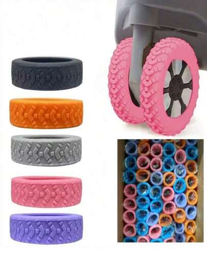 1-16 件硅胶行李轮套、降噪减震行李脚轮保护器、适合办公椅和滚轮包的旅行配件（橙色、蓝色、黑色）、旅行箱