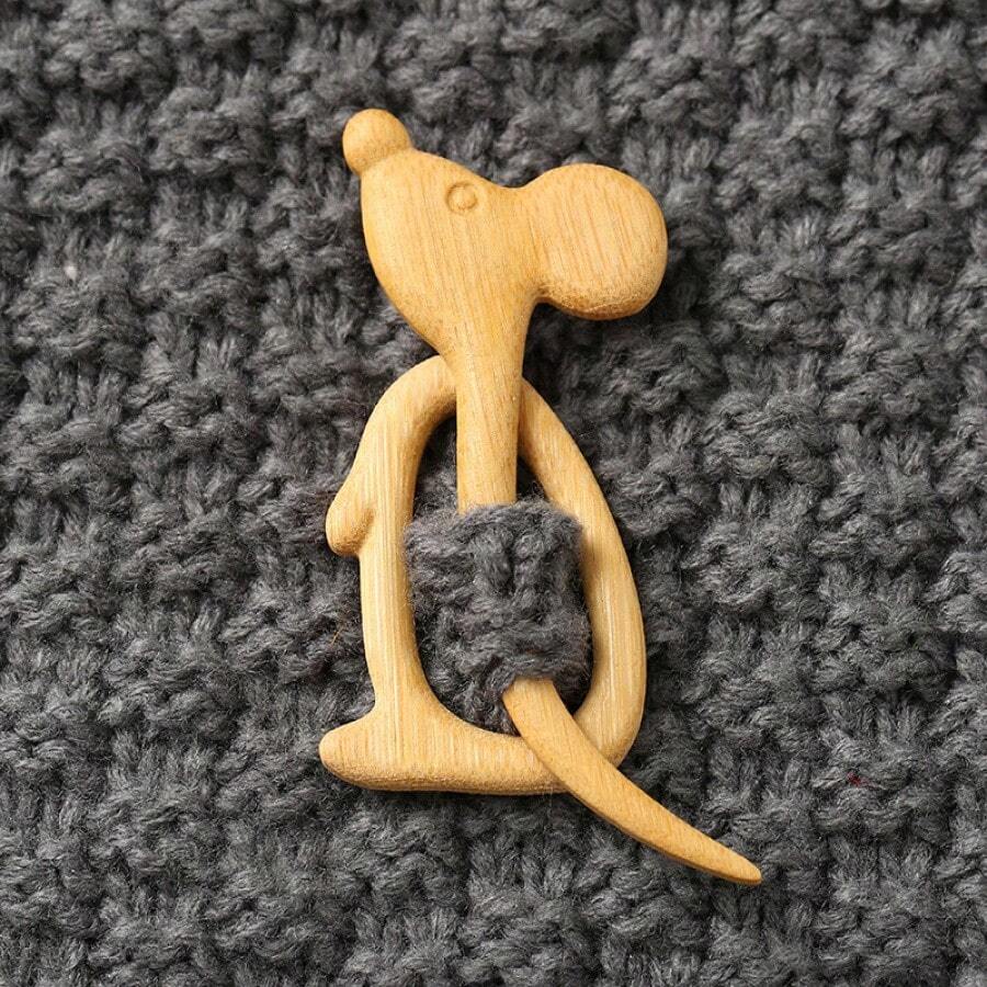 1pc Cute Fun Animal Shaped Wooden Animal Brooch Gift For Cats, Puppies, And Birds, Suitable For Daily Commuting, Outings With Friends, Vacations, Parties, Christmas Parties, Great Gift For Yourself, Friends, Family, Girlfriend, Mother On Valentine's Day Or Mother's Day (Gift Bag Packaging) Autumn, Winter - 鳥 - 查看 1