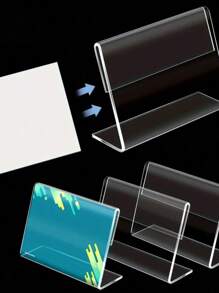 10/5Pcs Acrylic Price Tag Holders - L-Shaped Transparent Sign Display Stands For Labels, Water-Resistant, Ideal For Office & Dining Settings