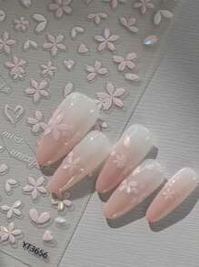 1pc Colorful Flower Nail Art Stickers, Monet Garden Series 3D Embossed Adhesive Cartoon Nail Decals - Multicolor - View 8