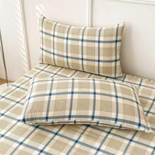 1入組格子圖案床笠，臥室現代織物床笠 - 彩色 - 查看 17