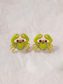 أقراط بشكل قلبي أحمر فى شكل سرطان بحر زوج واحد ، أقراط حيوان جميل للأذن لحفلات الشاطئ ، مجوهرات كائنات بحرية ثلاثية الأبعاد لعيد الحب والأم وعيد الأم - الأقراط - مشاهدة 10