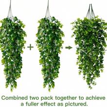 1/2件裝人造懸掛植物 曼陀羅藤蔓綠色植物牆架裝飾，適用於室內外、客廳架子、房間、廚房、居家、婚禮、臥室裝飾 - 尤加利掛藤-綠色 - 查看 10
