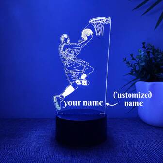 1pc Customizable 3D Basketball Night Light With Touch Sensor & Color Changing, Creative Gift For Basketball Fans For Birthday, Holiday, Room Decor