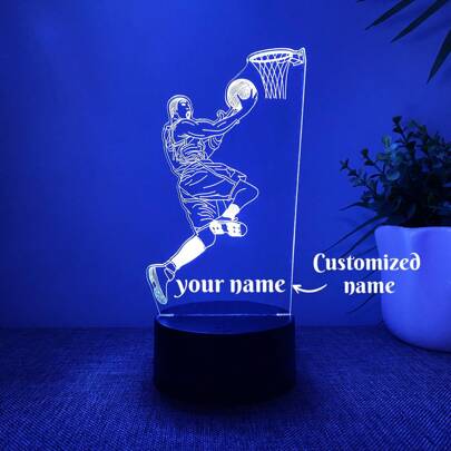 1pc Customizable 3D Basketball Night Light With Touch Sensor & Color Changing, Creative Gift For Basketball Fans For Birthday, Holiday, Room Decor