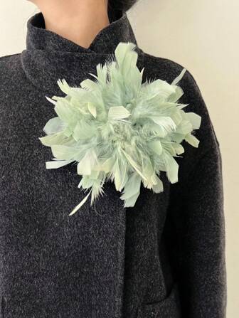 25 厘米优雅手工羽毛胸针发夹，彩色超大花朵装饰，适用于女士帽子衣服配饰