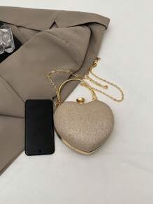 Bolso de embrague de noche para mujer con forma de corazón, con brillo, lentejuelas, de lujo y brillante, con bolsa de mano de fiesta de estilo Y2k decorada con cristales de estrás, con cadena para el hombro. El mejor regalo de San Valentín para novia, dama y mujer. Perfecto para compras, uso diario