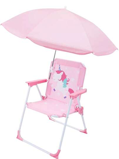 Silla de playa plegable con sombrilla y diferentes diseños infantiles silla ligera portátil para exteriores sillas para niños ideal para vacaciones y juegos al aire libre