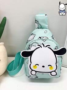 Sanrio 1pc Pochacco Lightweight Adjustable Strap Crossbody Bag, Comfortable Soft Texture Durable Cute Cartoon Children Shoulder Bag, For Daily Outings & Gifts, Sanrio Licensed