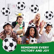 5pcs Soccer Paper Lanterns Sports Soccer , 2024Decorations,Themed Birthday Party Decorations Supplies Party Favors,Christmas