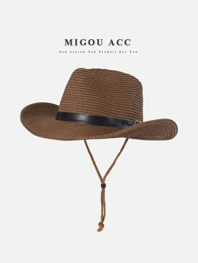 1 Stück modischer Panamahut im Unisex-Stil, vielseitig einsetzbar für Frühling/Sommer Outdoor, Strand, Reisen, Sonnenschutz, geeignet für Wandern, Vintage, Cowboy und mehr