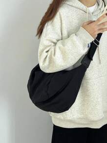 Minimalist Fashion Dumpling Shaped Tote Bag, Versatile Wide Strap Large Capacity, Suitable For Daily Commute And School, New Vintage Durable Women Shoulder Bag