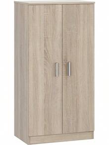 Zapatero Habitdesign con dos puertas, mueble auxiliar, modelo básico, acabado en roble canadiense, dimensiones: 55 cm (ancho) x 108 cm (alto) x 36 cm (fondo)