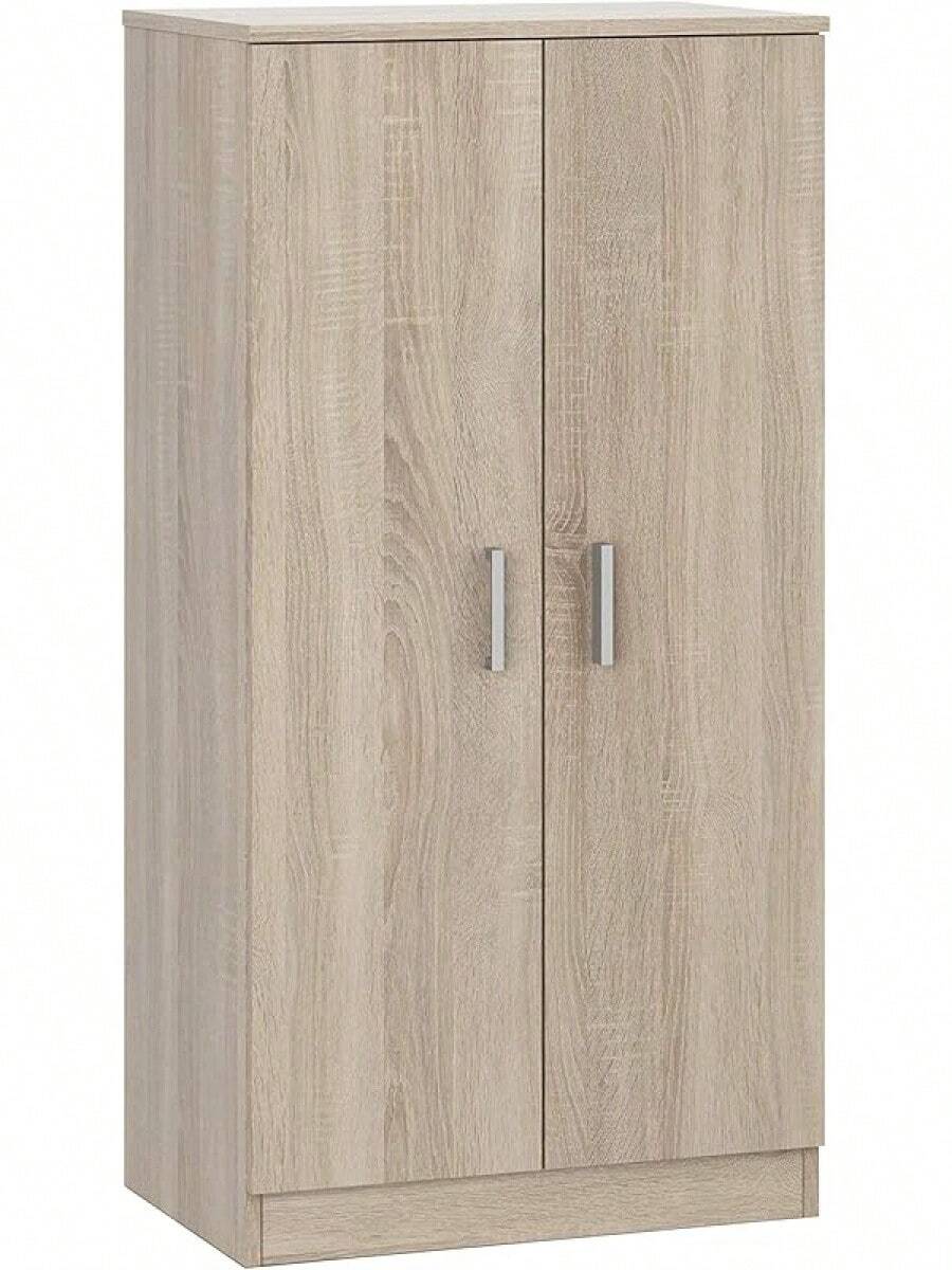 Zapatero Habitdesign con dos puertas, mueble auxiliar, modelo básico, acabado en roble canadiense, dimensiones: 55 cm (ancho) x 108 cm (alto) x 36 cm (fondo)