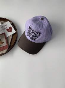 1pc New Arrival Contrasting Color Wide Brim Small Face Baseball Cap, Student Letter American Style Baseball Hat,