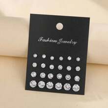 24 件不锈钢可爱迷你时尚耳环套装