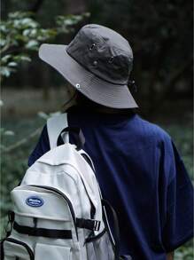 1pc Bucket Hat, Four Seasons Men's And Women's Outdoor Mountain Climbing Sun Hat, Foldable Large Brim UV Protection Fishing Camping Hat, Western Cowboy Style Sun Shading For Men And Women, Lace Up Sunshade Cap, Mountaineering Hat