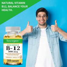 Vitamin B-12 500mcg - Energy Conversion, Suitable For Men And Women - 120 Capsules - 1 瓶 - 查看 3
