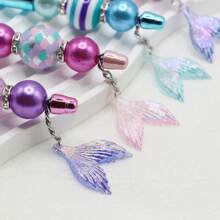 8 قطع/9 قطع قلم مرصع بخرز أزرق وبنفسجي بتدرج اللون بتصميم الحورية، مجموعة تشمل خرز أكريليك ملون بالبريق وقلادات ذيل السمكة، لوازم مكتبية وتعليمية إبداعية، هدية مكافأة