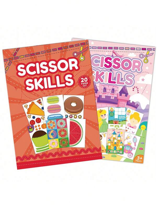 Scissor Skill Activity Book - Food, Princess Cartoon DIY Collage Puzzle, 20 Pcs Fun Paper Cutting For 3-6 Years Old, Creative Handcraft Gift For Boys And Girls, Preschool Paper Cutting, Develop Hands-On Ability (Princess Style, New And Old Cover May Vary But Content Is The Same)