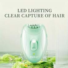 Kemei KM-6037 女士无痛面部脱毛器，包含 3 个附件，无线面部脱毛器带 LED 灯，可充电面部剃毛器，USB 充电 - 彩色 - 查看 5