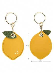 1pc Leather Cute Cartoon Card Holder Cover Personalized Creative Travel Accessory Student Backpack Hanging Charm Keychain Strawberry Summer - Multicolor - View 5