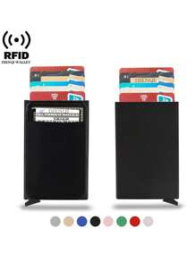 Rfid Metal Credit Card Holder Men Wallets Men's Fashion Cardholder Case Slim Thin Wallet Money Clip And Light Automatic Pop-Up Multi-Card Slot Card Holder Case, Gift For Men , Gift For Husband,Christmas Gift - Multicolor - View 2