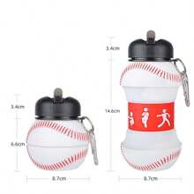 1 pieza Vaso de agua plegable y portátil con forma de pelota deportiva y gancho de mosquetón - Multicolor - Ver 12