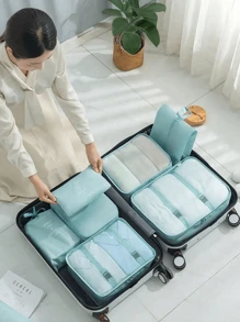 7pcs Travel Packing Cubes Organizer Set, Clothes Underwear Packing Bags, Portable Cosmetic Bag, Waterproof Large Capacity Luggage Storage Bags