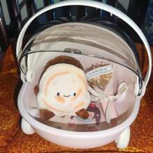 1pc Doll Display Storage Box Container, 10cm/16cm/17cm/20cm-23cm, Makeup Organizer, Decorative Cartoon Rocking Crib With Lid, Dust-Proof