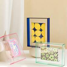 5/6/7/8 Inch Colorful Acrylic Photo Frame Box Diy Poster Mounting Display Stand Table Ornaments Creative Picture Message Board Holder Gifts Birthday Graduation