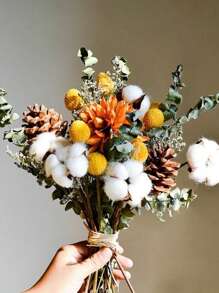 إكليل من الأزهار القطنية اليدوية بطراز رجعي، ديكور جاف من الأزهار الطبيعية بطراز ريفي، إكسسوار تصوير فوتوغرافي