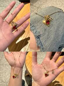 1 pièce Collier avec pendentif personnalisé minimaliste en zircone cubique en forme de cœur et lettre initiale en or, collier avec lettre personnalisable simple. Pendentif avec initiale en acier inoxydable personnalisé. Un cadeau idéal pour la petite amie, la mère, la famille, l'amie, la fille pour l'anniversaire, la Saint-Valentin, la Fête des mères, la remise des diplômes, le port quotidien, le mariage, la fête.