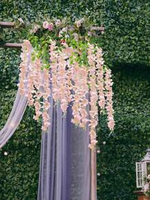 1/6 piezas Flores colgantes de glicinia, guirnalda de flores de glicinia rosa para decoración de arco de recepción de boda, fiesta de hadas al aire libre, hogar, regalos de cumpleaños, decoración interior y exterior, florero, decoración, regalo, boda, artículos de boda, decoración de boda, decoraciones artificiales para 4 estaciones, puerta, hotel, restaurante, sala de estar, dormitorio, cocina, jardín, rosa, rosa decorativa, estilo decorativo, decoración de jardín, planta exterior, jardinería, flores artificiales