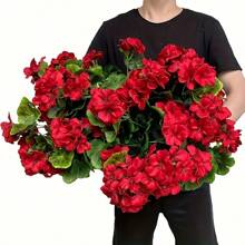4pcs Realistic Artificial Geraniums Flowers For Outdoors, Full Blooms Silk Flower Plants, Red Geranium Bushes For Wedding Garden, Indoor, Porch, Patio, Window Box And Hanging Planter, Outdoor Decor, Seasonal Display, Kitchen Table Centerpieces Decor, Artificial Outdoor Flowers Gifts Birthday Graduation