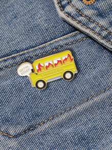 1pc Cartoon Letter Quote Creative Personalized Burning Bus Magic Cat Decorative Zinc Alloy Brooch