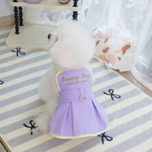 25 Embroidered Letter Dress, Princess Costume, Pet Clothes, Dog/Cat Dress, Animal Apparel, Angelic Wings Dress, Denim Skirt - Popular Pet Clothing Styles - Purple - View 10