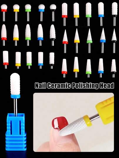 1pc Ceramic Nail Drill Bits - 3/32''Professional Electric Efile Nail Drill Bits With Holder For Manicure Pedicure Cuticle Acrylic Gel Nail Polishing