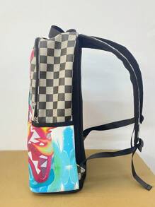 New Fashionable Men's Shark Mouth Design Backpack, Large Capacity Travel Backpack With Laptop Compartment, Autumn/Winter Holiday Travel Essential, Student Laptop Bag, Camping Hiking Backpack, Holiday & Valentine's Day Gift - Black and White - View 4