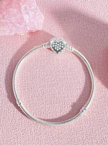 1Pc Elegant 16-22CM Real 925 Sterling Silver Heart Bead Snake Bone Bracelet For Women Girlfriend Gift Fine Ladies Jewellery - Snake Bone Chain - View 2