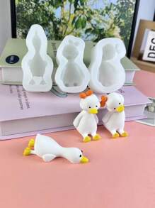 Molde de silicona DIY para piedras de fragancia con forma de pato, molde decorativo para elaborar patos de cuello retorcido rellenos de aceite para rejilla de ventilación de coche