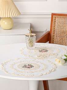 WGROOM 1pc/4pcs Polyester Embroidered Placemats For Kitchen, Dining Room, Table Decoration, Heat Insulation, Anti-Scratch, Anti-Dust, Suitable For Wedding, Party, Gift, Birthday, Christmas - White - View 6