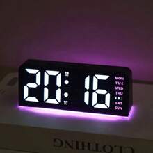 1pc LED Modern Multi-Function Digital Alarm Clock Ambiance Light With Adjustable Brightness, Date Display And USB Power Supply, Dual Alarm Clock Display - Stylish Rectangular Design For Bedroom And Living Room Decor, Bedroom Alarm Clock ( No Battery, Battery Only Memory Function ) Gifts Birthday Graduation