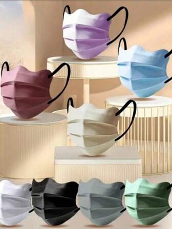 10pcs/20pcs Large Butterfly Shaped Masks, Women's Highly Attractive Wavy Cloud V-Shaped Face Enhancing Small Masks