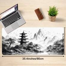 1 Peça Mousepad de Arte Preto e Branco Estilo Chinês Pintura a Tinta Grande Mousepad Gamer Tapete de Teclado Tapetes de Mouse XXL Tapete de Mesa de Borracha Design